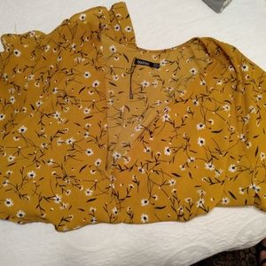 Boohoo Golden Blue Flower Romper